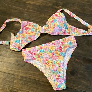 Floral smocked bikini woman’s size medium